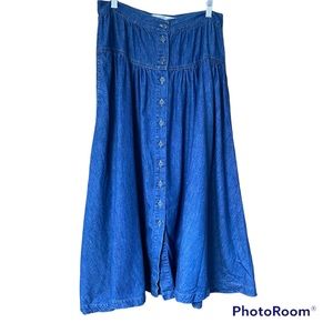 Vintage Skirt Melbourne Elements 100% Cotton Size 14 High Waisted Button front